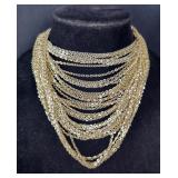 "Goldette" Multi-Strand Necklace, Vintage Trifari Swirl Clip Earrings And Pin Set