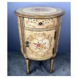 Circular Side Table With Single Drawer and Storage, Approx 28” x 18” 