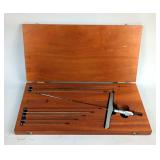 Starrett Depth Indicator Including 0" To 9" Rods, Tool #T1-079, In Wood Case