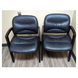 Armchairs With Padded Leather Seats And Backs And Wood Frames