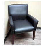 Norstar Faux Leather Armchair With Dark Wood Legs
