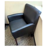 Norstar Faux Leather Armchair With Dark Wood Legs