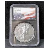 2023 American Eagle $1 Silver Coin, 1oz Fine Silver, Graded MS 70 By NGC 