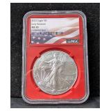 2023 American Eagle $1 Silver Coin, 1oz Fine Silver, Graded MS 70 By NGC 