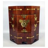 Vintage "Hat Box" Octagonal Chest With Brass Butterfly Accents, 16" x 14" 