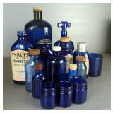 Vintage Cobalt Blue Glass, Various Sizes And Types, Approx Qty 15