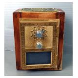 Limited Edition Post Office Box Door Coin Bank With Brass Door, Approx 6" x 4.75" x 3", Includes Com
