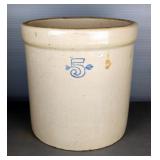 Stoneware 5 Gallon Crock, Approx 12" x 12" 