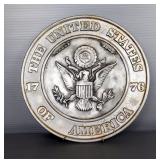Hand Crafted Dura Cast 11" Pewter United States Seal Plate, Marked DC6500 