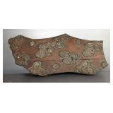 Antique 19th Century Fruitwood Block Textile Stamp With Abstract Leaf Design, Approx 19" x 8" 