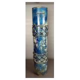 Antique Hand Crafted Wood Textile Printing Roller With Metal Geometric Pattern, Marked 1272, Approx 