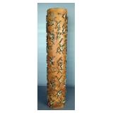 Antique Hand Crafted Wooden And Metal Textile Printing Roller With Abstract Pattern, Marked 4984, Ap