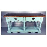 Occasional Table With Brass Hardware And Two Drawers, 28" x 64" x 16"