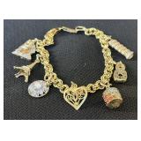 Vintage Sterling Silver Charm Bracelet, Marked 925 MEDA