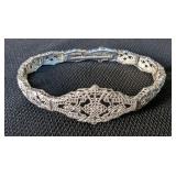 Vintage Esemco 14KWG Art Deco Filigree Slide Bracelet, Circa 1930