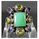 Nicky Butler Limited Edition Sterling Silver, Green Chalcedony, And Peridot, And Amethyst Gemstone R