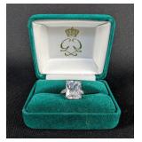 Clarion-Pell Sterling Silver And Gemstone Princess Grace Of Monaco Engagement Ring