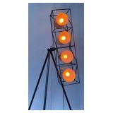 Stage Style Action Floor Lamp Four Light Array With 53" Tall Tripod Stand, ZDE-3129-20, 8" x 8" x 32
