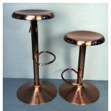 Copper Tone Adjustable Height Barstools Qty 2, 24"-31" x 14" 