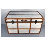 Amsel Trunk, Canvas Wrapped With Leather Accents, 19.5" x 34" x 18" 