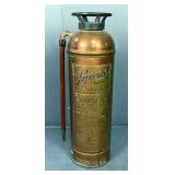 Antique Copper And Brass 24" Pyrene Soda-Acid Fire Extinguisher 