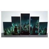 Canvas Polyptych Prints Of Rapture City Skyline From Bioshock Video Game, 19.5" x 11.75", 27.5" x 11