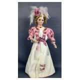 Coca-Cola Victorian Series Porcelain Doll, 19" Tall With Stand 