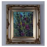 Tricia Courtney 1998 Original Floral Painting, Framed 15" x 13"