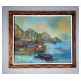 Gomes Original Oil Painting 1971, Framed And Matted, 27.5" x 32.25" 