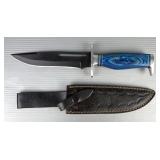 Fixed Blade Knife, 6.75" Blade, In Leather Sheath