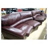 Curved Burgundy Leather Sectional Sofa, Two Approx 6