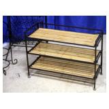 Shelving and Display- 3-Tier Metal Display Stand, 24"T, Metal and Wood Shelves, , 26.6"W x 19"T and 