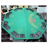 Green Octagon 48" 8 Player Four-Fold Folding Casino Game Poker Table with Carrying Case