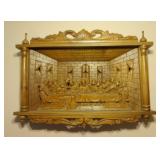 3D Carved Wood Relief of The Last Supper 23"T x 32"W x 4"D