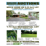 2 ONLINE ABSOLUTE AUCTIONS OF 3BR HOME AND NICE BUILDING LOT