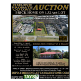 Online Probate Court Auction - Brick Home on 1.32 Acre Commercial Lot