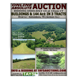 ABSOLUTE ONLINE AUCTION: BUILDINGS & 144 Ac IN 3 TRACTS