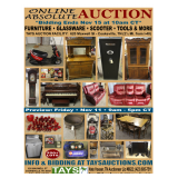 ONLINE ABSOLUTE AUCTION - FURNITURE, SCOOTER, TOOLS, GLASSWARE & MORE