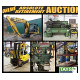 ONLINE ABSOLUTE RETIREMENT AUCTION - EXCAVATORS, MACHINING TOOLS, LIFTS, RIGGING EQUIPMENT & MORE