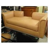 TWO J. ROBERT SCOTT FRENCH LINE TETE A TETE SOFAS IN SADDLE LEATHER, SOLD SEPARATELY