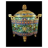 CHINESE CLOISONNE URN WITH LID