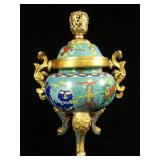 CHINESE CLOISONNE URN WITH LID