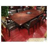 MODERN DESIGN CUSTOM DINING TABLE WITH DUAL PEDESTAL CHROME BASE, 10 CHAIRS BY CONSTANTINI PIETRO, F