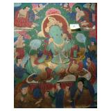 COLLECTION OF SINO TIBETAN THANGKAS ON LEATHER OR LINEN, 4O AVAILABLE, SOLD SEPARATELY