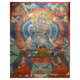 COLLECTION OF SINO TIBETAN THANGKAS ON LEATHER OR LINEN, 4O AVAILABLE, SOLD SEPARATELY
