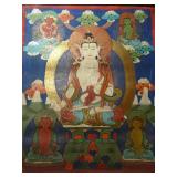 COLLECTION OF SINO TIBETAN THANGKAS ON LEATHER OR LINEN, 4O AVAILABLE, SOLD SEPARATELY