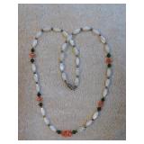 Mother of Pearl, Coral & Jade Necklace