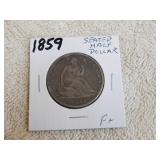 1859 Seated Liberty Half Dollar