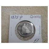1875 Seated Liberty Quarter Dollar