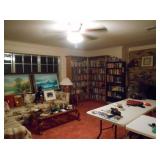 Sofa, tables, lamps, BOOKS